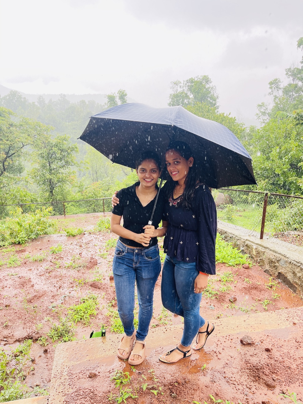 Under one umbrella in the monsoon
